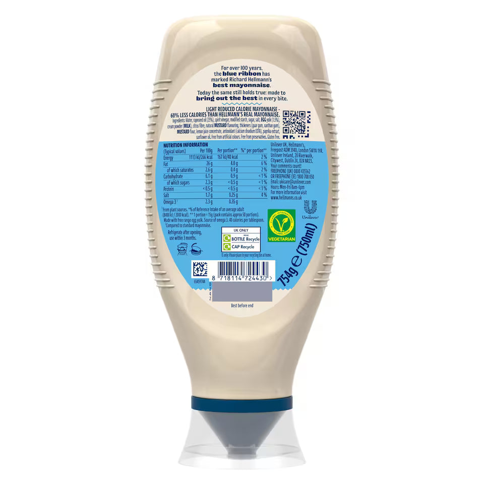 Hellmann's Light Mayonnaise Squeezy 750ml