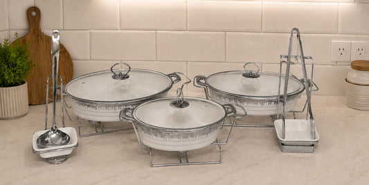 3PCS Luxury Ceramic Chafing Dishes Serving Set/ Food warmer