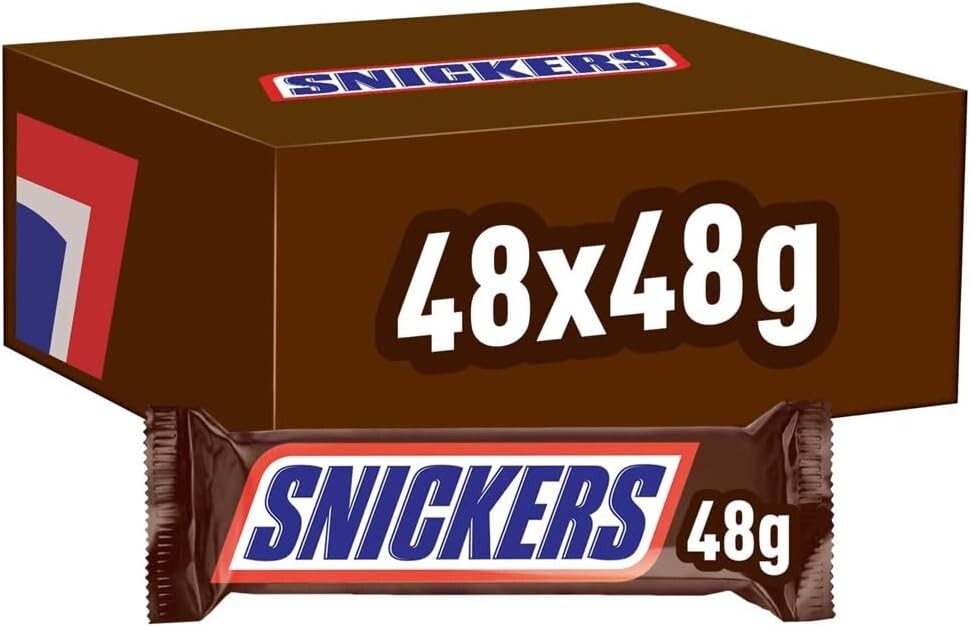 Snickers Chocolate Bars, 48g - 48 Units 100 Cocoa